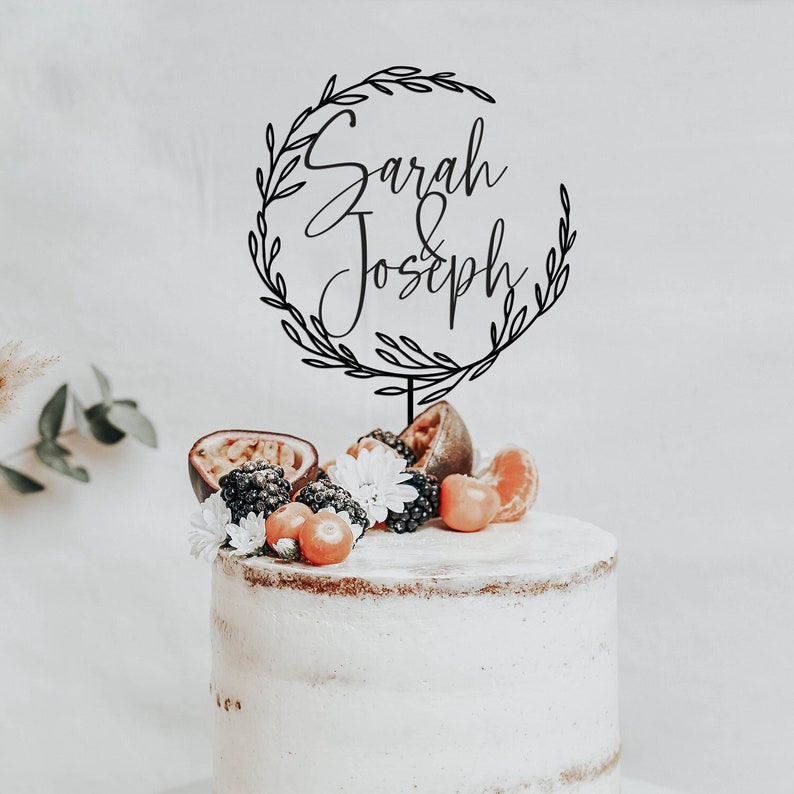 Topper de pastel de oro para boda, topper de pastel personalizado, toppers de pastel de aniversario, topper de pastel de boda rústico, topper de pastel personalizado Mr Mrs Black