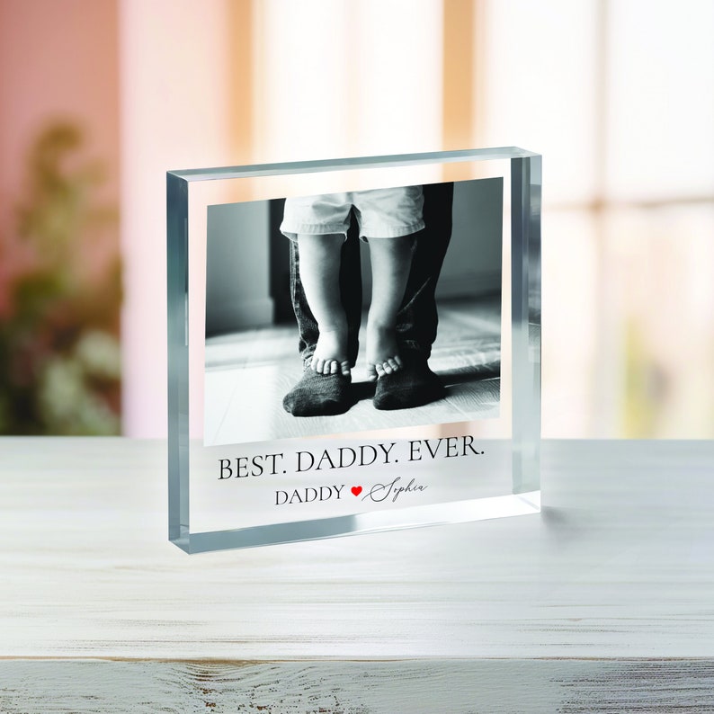 Cadeau personnalisé pour la fête des pères, premier cadeau de fête des pères, cadeau pour papa, cadeau de fête des pères de sa fille, plaque photo en acrylique, cadeau d'un fils Design 3