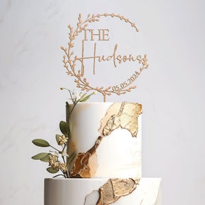Gold wedding cake topper, Mr Mrs cake topper,Personalized cake topper,Wedding cake topper,Anniversary Cake topper,Custom cake topper, Rustic zdjęcie 2