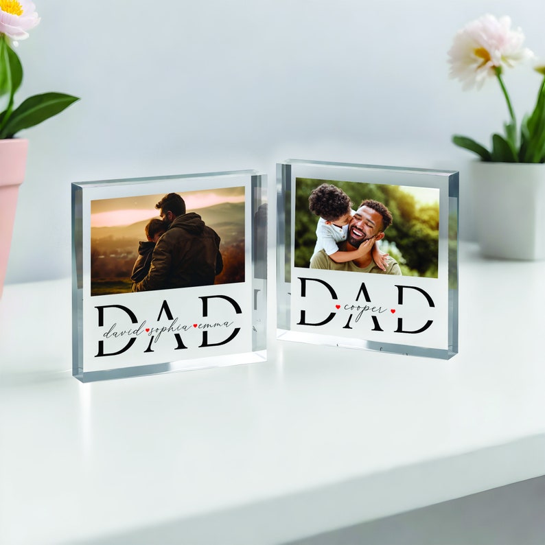 Cadeau personnalisé pour la fête des pères, premier cadeau de fête des pères, cadeau pour papa, cadeau de fête des pères de sa fille, plaque photo en acrylique, cadeau d'un fils image 8