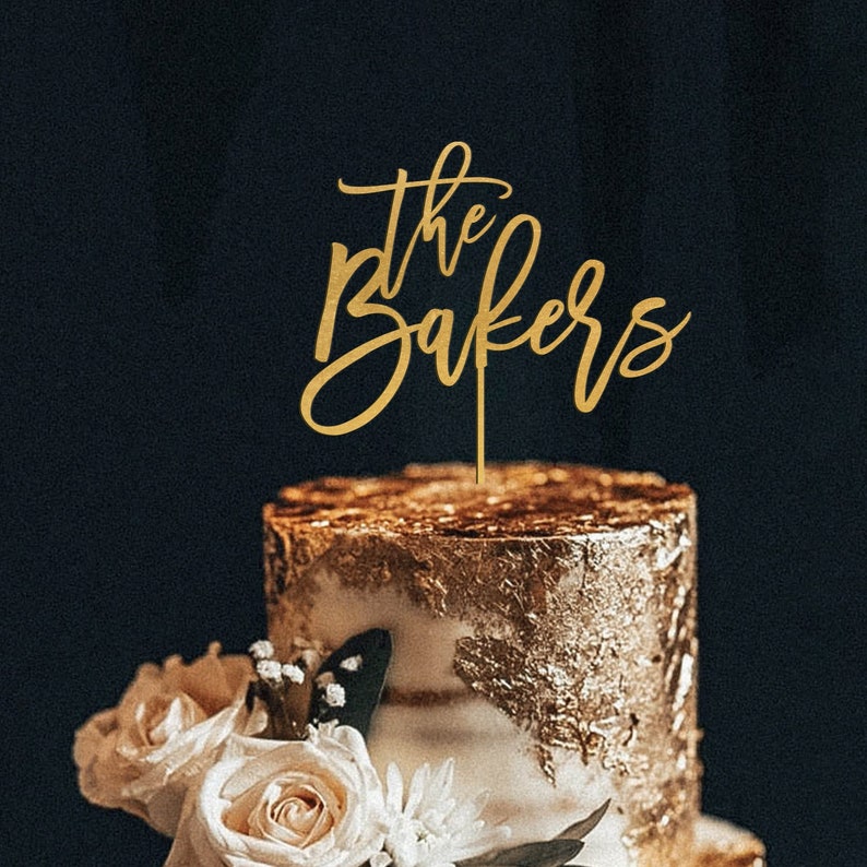 Wedding cake topper, Gold personalized cake topper, Anniversary Cake topper, Custom cake topper, Last name cake topper, Wedding cake 