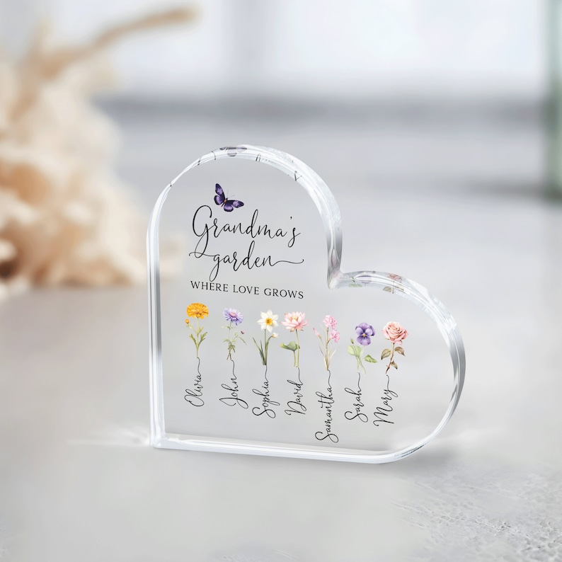 Personalized Gift For Grandma, Mother's Day Gift For Grandma, Grandma' s Garden Personalized Birth Month Flower, Grandmother Gifts Ideas Heart