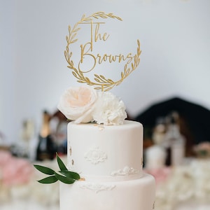 Topper de pastel de oro para boda, topper de pastel personalizado, toppers de pastel de aniversario, topper de pastel de boda rústico, topper de pastel personalizado Mr Mrs imagen 6