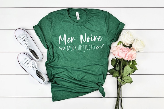 Bella Canvas Mockup 3413 Grass Green Triblend Knotted Shirt Etsy