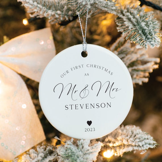 Christmas ornament, Christmas ceramic ornament,First Christmas Gift,First Christmas Bauble,Family ornament,Christmas 2024, Married Christmas