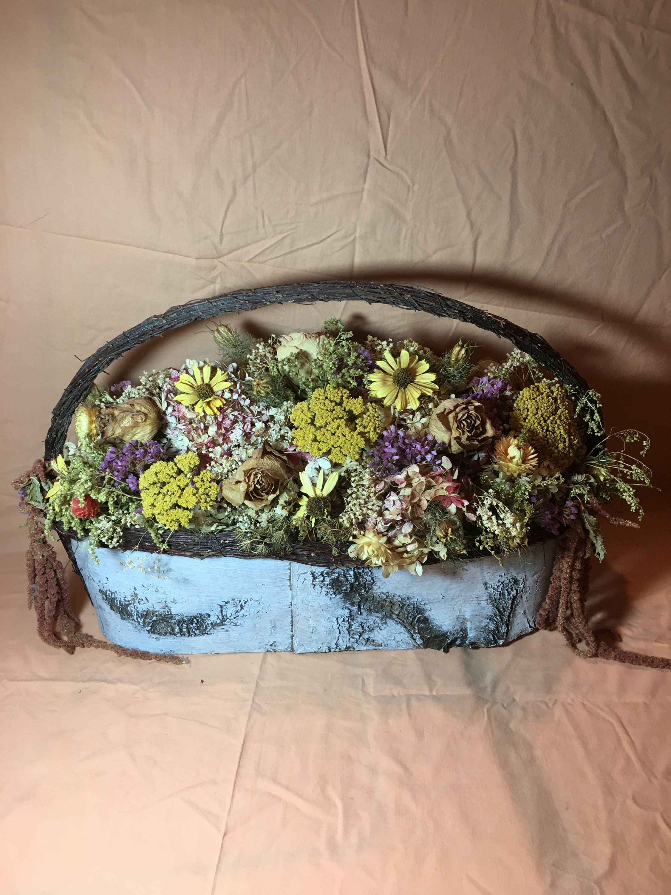Birch bark container with dried flower Etsy