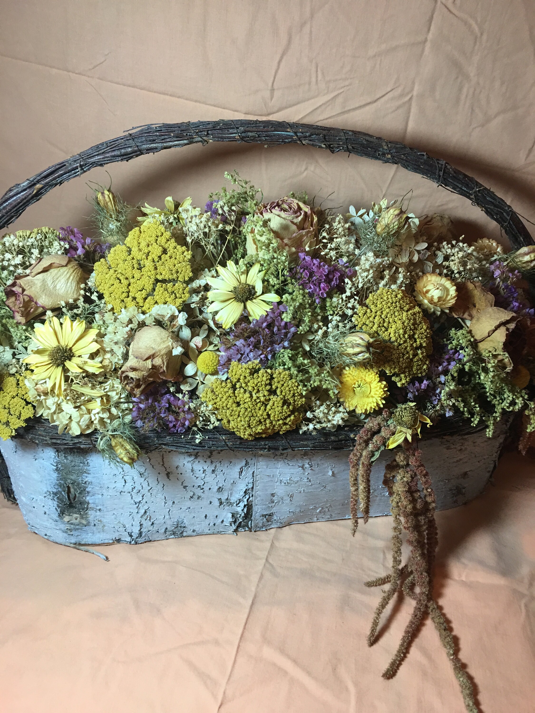 Birch bark container with dried flower Etsy