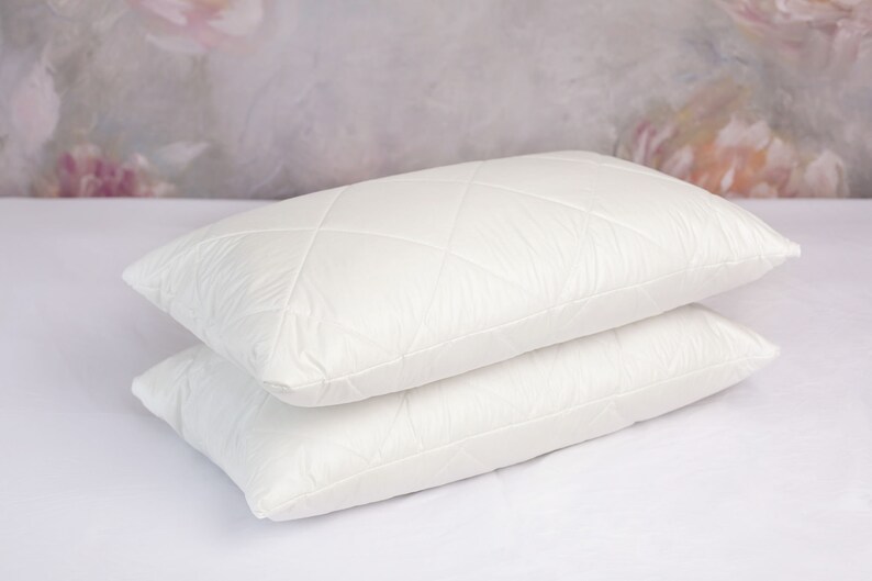 Pack of 2 WOOL Filled Bed Pillows 45x75cm Wool Zipped Cover Wool