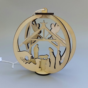 Nativity Ornament, Nativity Scene ornament, 3D Nativity Christmas ornament. Mary, Joseph, Jesus, Bethlehem, 3 wise men, Angels,