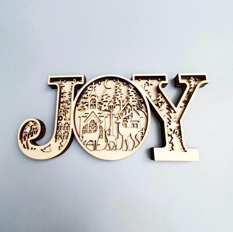 JOY Church and Reindeer, Nativity Scene Gifts, 5 Layers, Religious
