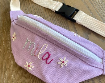 Kid's Fanny Pack/ Hand Embroidered Crossbody/ Monogram Fanny Pack/ Name/ Children's Bag/ Mini Purse/ Custom Fanny Pack/ Personalized Pouch