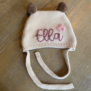 Personalized Knitted Pom Pom Hat// Name Hat// Hand Embroidered Hat// Winter Hat// Kids Hat// Beanie// Custom Hat// Monogram