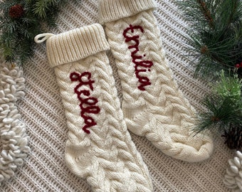 Personalized Christmas Stocking// Hand Embroidered Stocking// Stocking Stuffer// Custom Name Stocking// Family Stockings// Handmade Stocking
