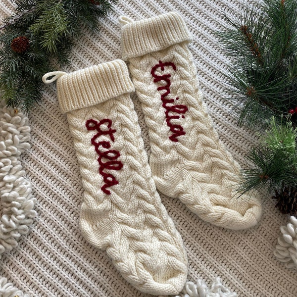 Personalized Christmas Stocking// Hand Embroidered Stocking// Stocking Stuffer// Custom Name Stocking// Family Stockings// Handmade Stocking