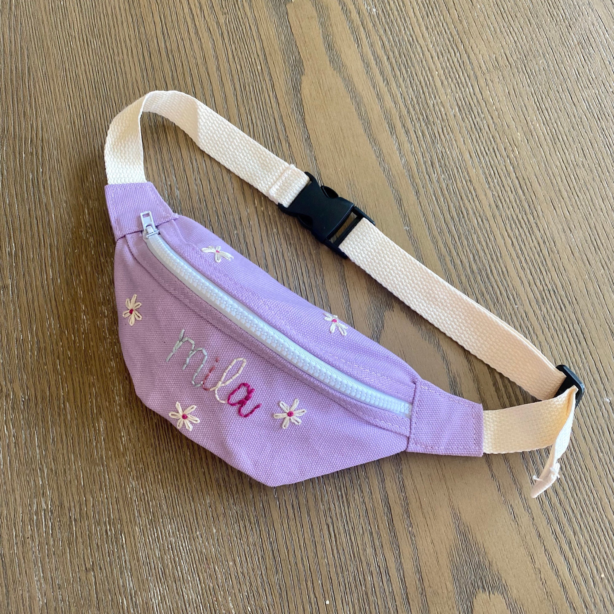 Kid&#39;s Fanny Pack/ Hand Embroidered Crossbody/ Monogram Fanny Pack/ Name/ Children&#39;s Bag/ Mini Purse/ Custom Fanny Pack/ Personalized Pouch