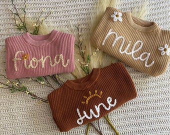 Personalized Name Sweater// Toddler Sweater// Custom Name Sweater// Hand Embroidered Sweater// Keepsake Sweater//Baby, Toddler, Kid