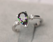 Mystic topaz ring sterling silver pear cut made to order customzied is available