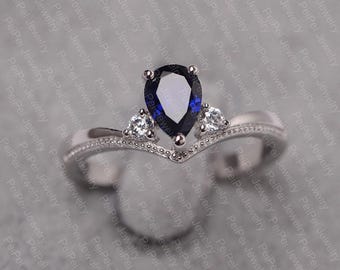 Sapphire Ring Silber 925 Silber Geburtsstein Verlobungsring Silber blau blauer Stein Ring Silber 925 Silber