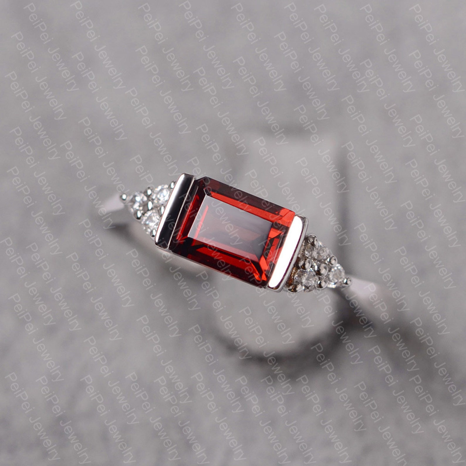 Emerald Cut Anniversary Ring January Birthstone Etsy