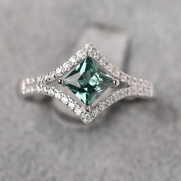 Princess Cut Kite Setting Ring Sapphire Etsy