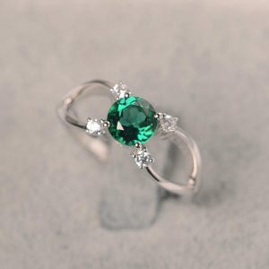 Emerald engagement ring yellow gold ring May birthstone ring anniversay ring