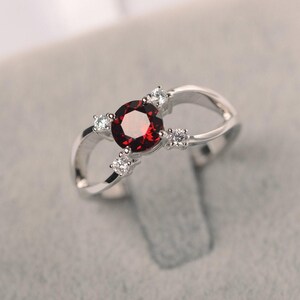 natural garnet ring January birthstone ring white gold yellow gold rose gold engagement ring