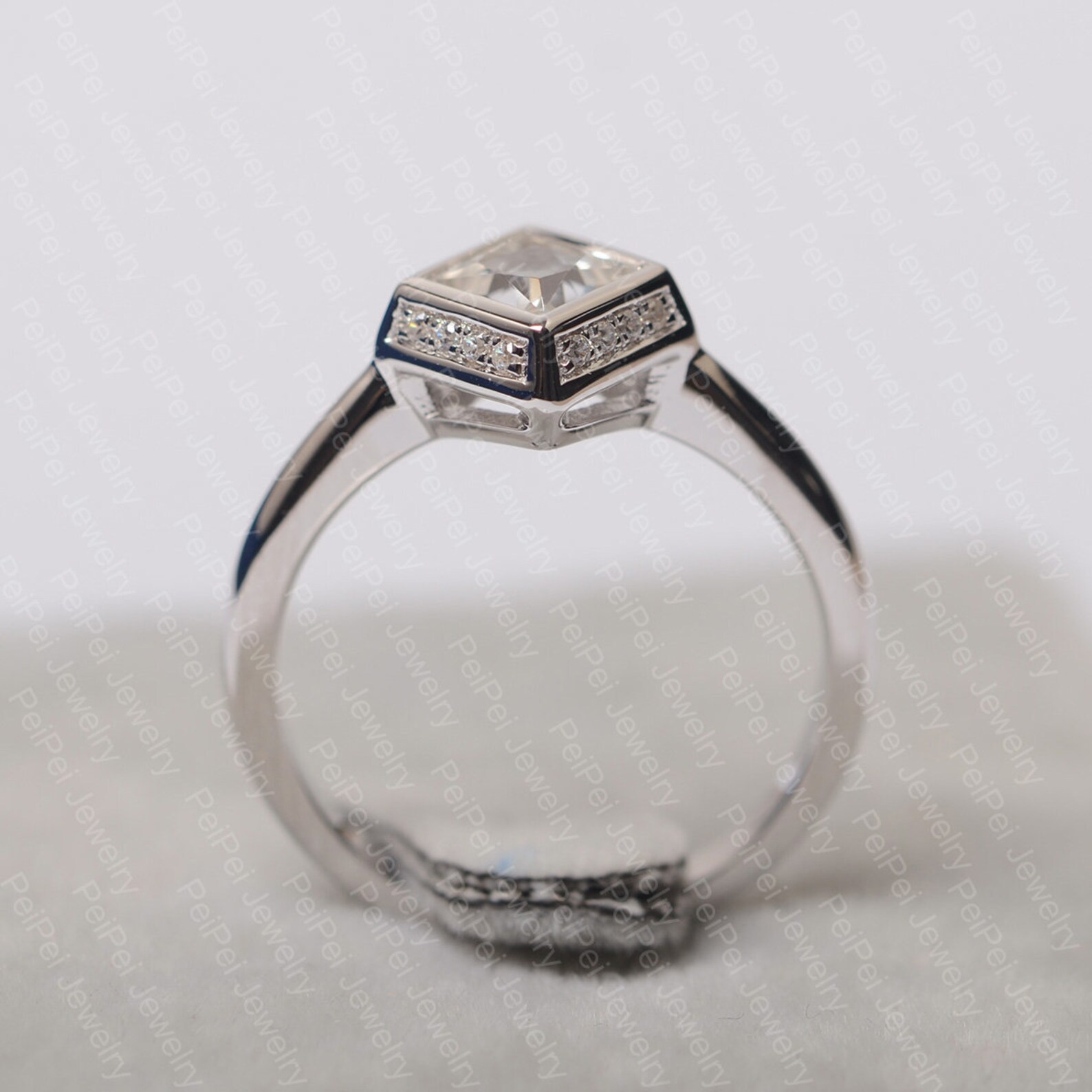 White Topaz Ring Princess Cut White Gemstone Ring White Gold - Etsy