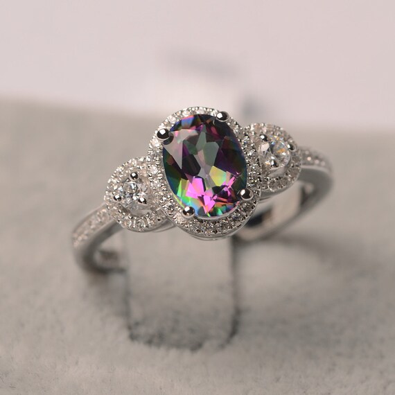 Bague En Argent Avec Topaze Mystique Et Citrine - Neuf Sans Emballage