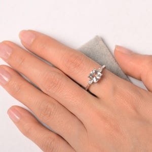 Simple white topaz ring cushion cut ring sterling silver gifts for girls November birthstone image 4
