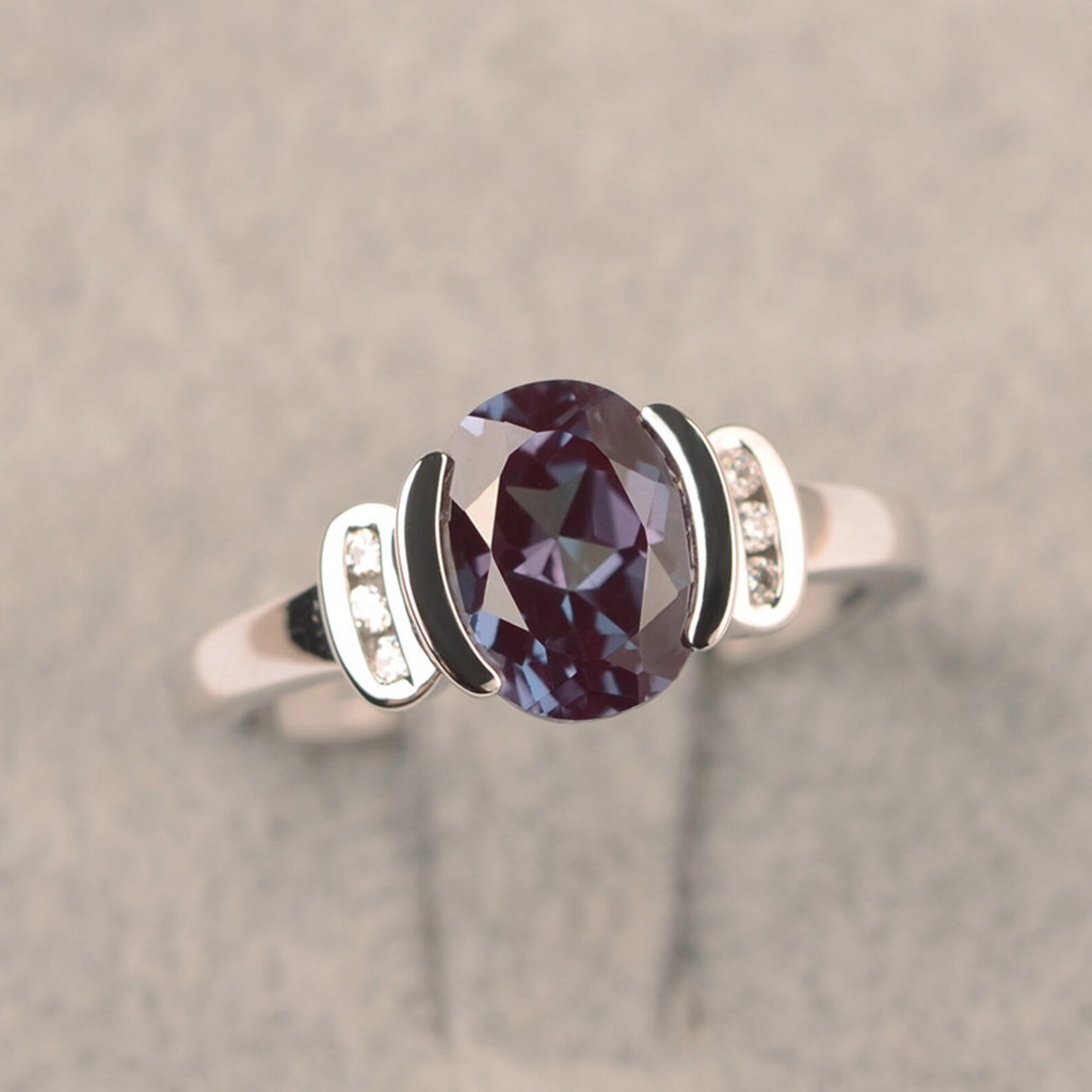 Alexandrite Ring Oval Cut Silver Ring for Women Ring Size 9.5 - Etsy