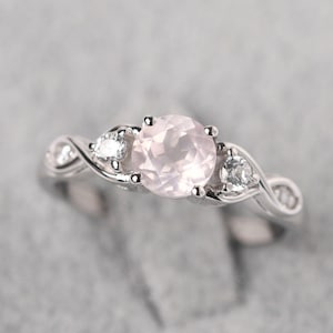 925 sterling silver rose quartz infinity engagement ring round cut pink quartz wedding ring