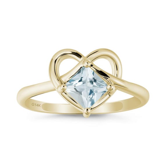 ラブノットインスパイアリング 14K ホワイトゴールド プリンセスカット