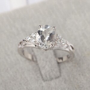 white topaz ring topaz gold ring oval cut topaz silver ring anniversary ring topaz gems ring