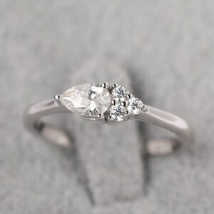 Unique Moissanite Anniversary Ring Sterling Silver Minimalist Simulated Diamond Wedding Ring