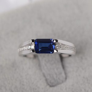 blue sapphire ring white gold engagement ring September birthstone ring proposal ring for women
