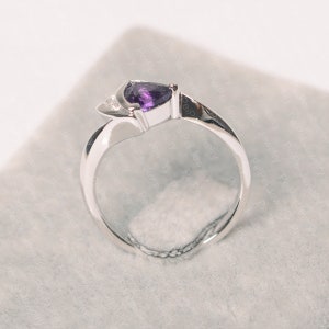 Amethyst Ring Trillion Cut Sterling Silver Anniversary Ring for Women ...