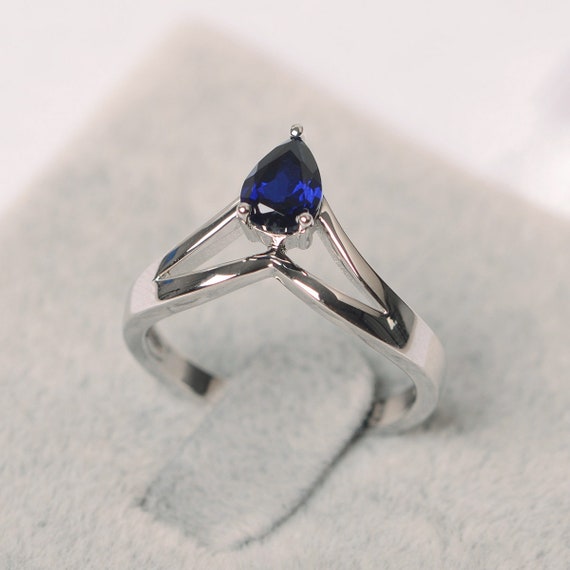 Sterling silver lab deals created sapphire ring