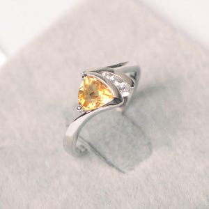 Citirne ring trillion cut sterling silver wedding ring for women November Birthstone ring