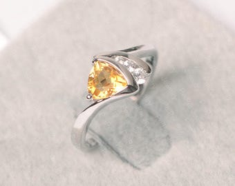 Citirne ring trillion cut sterling silver wedding ring for women November Birthstone ring