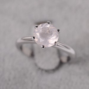 Rosa Quarz Ring Sterling Silber Verlobungsring für Mädchen brillanten Rundschliff rosa Stein Ring