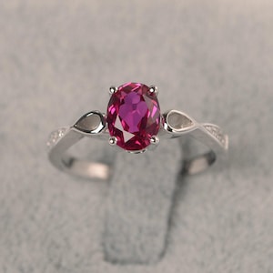 Red ruby ring white gold vintage ring July birthstone ring engagement ring for women
