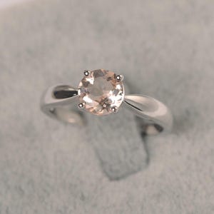 Solitaire morganite ring set in yellow gold for women unique bridal ring for her