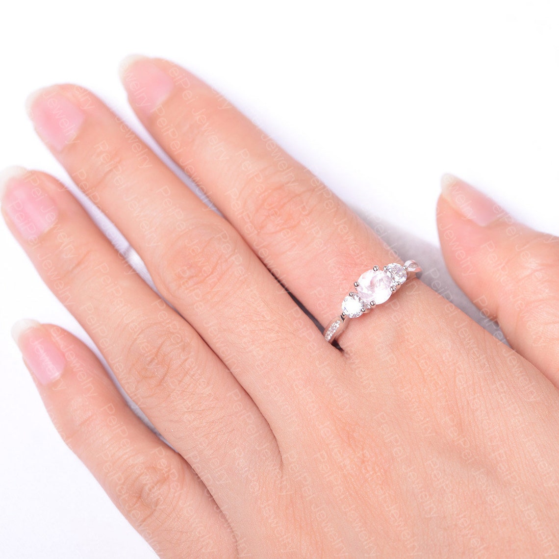 Pink Quartz Ring Sterling Silver Anniversary Ring for Women Etsy