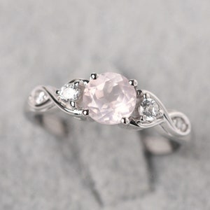 925 sterling silver rose quartz infinity engagement ring round cut pink quartz wedding ring