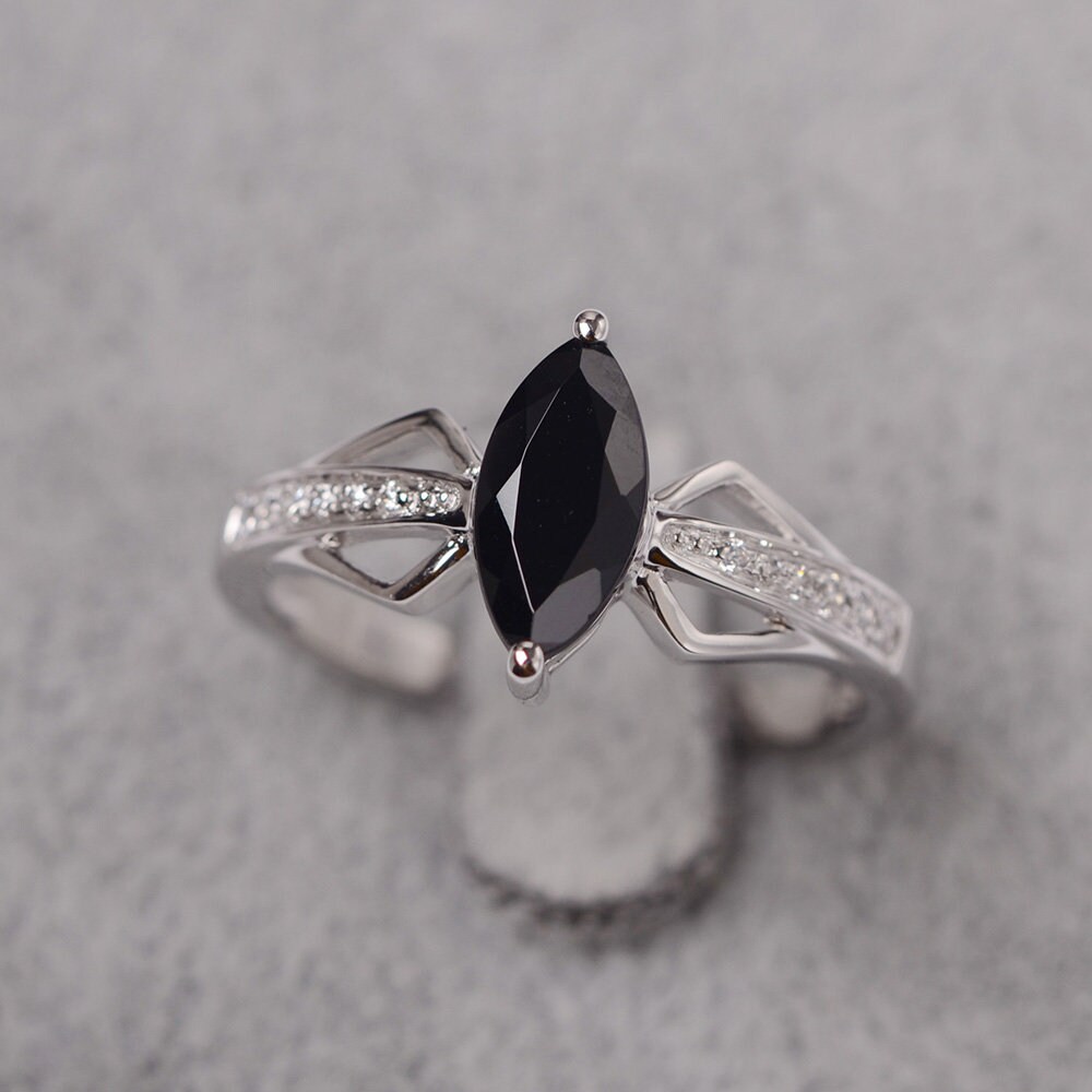 Details about Black Spinel Marquise Ring Gemstone Pave Diamond Sterling Silver Jewelry PY Details about Black Spinel Marquise Ring Gemstone Pave Diamond Sterling Silver Jewelry PY