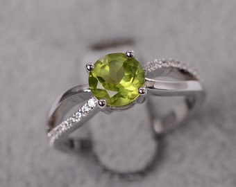 peridot ring silver August birthstone ring elegant anniversary ring for women