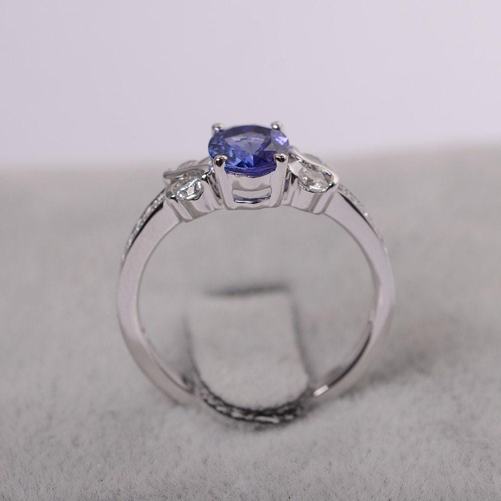 Anello In Tanzanite Delicata - Anello In Argento Sterling - Anello Di Fidanzamento In Tanzanite Taglio Ovale - Anello Promessa - Regalo Anniversario Di Dicembre Birthstone - Italia - Foto 9