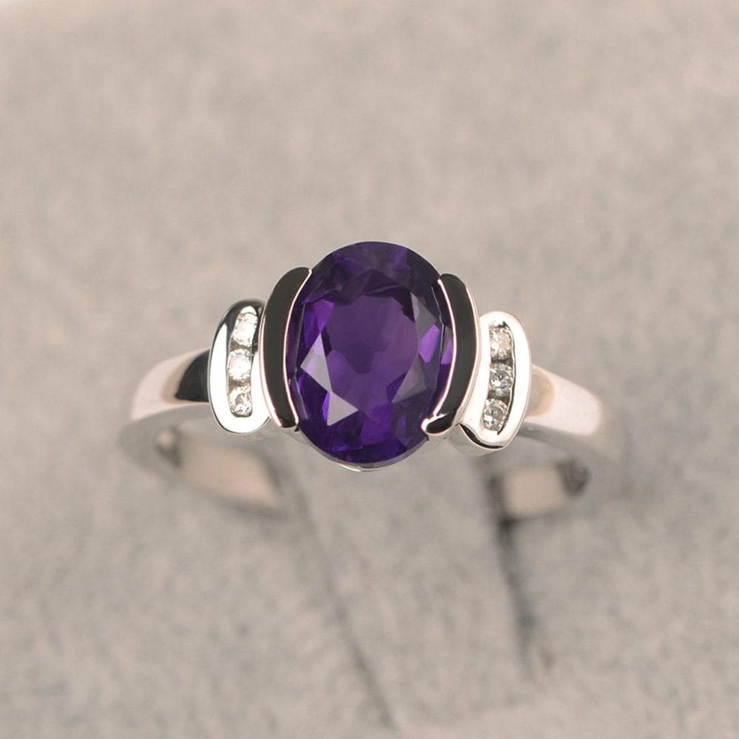 February Rings Amethyst Ring Oval Cut February Birthstone 925 Sterling Silver ...