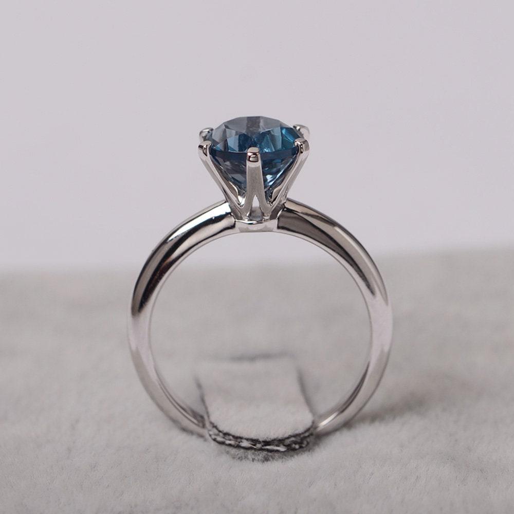 London Blue Topaz Sterling Silver Solitaire Engagement Ring Six Prong ...