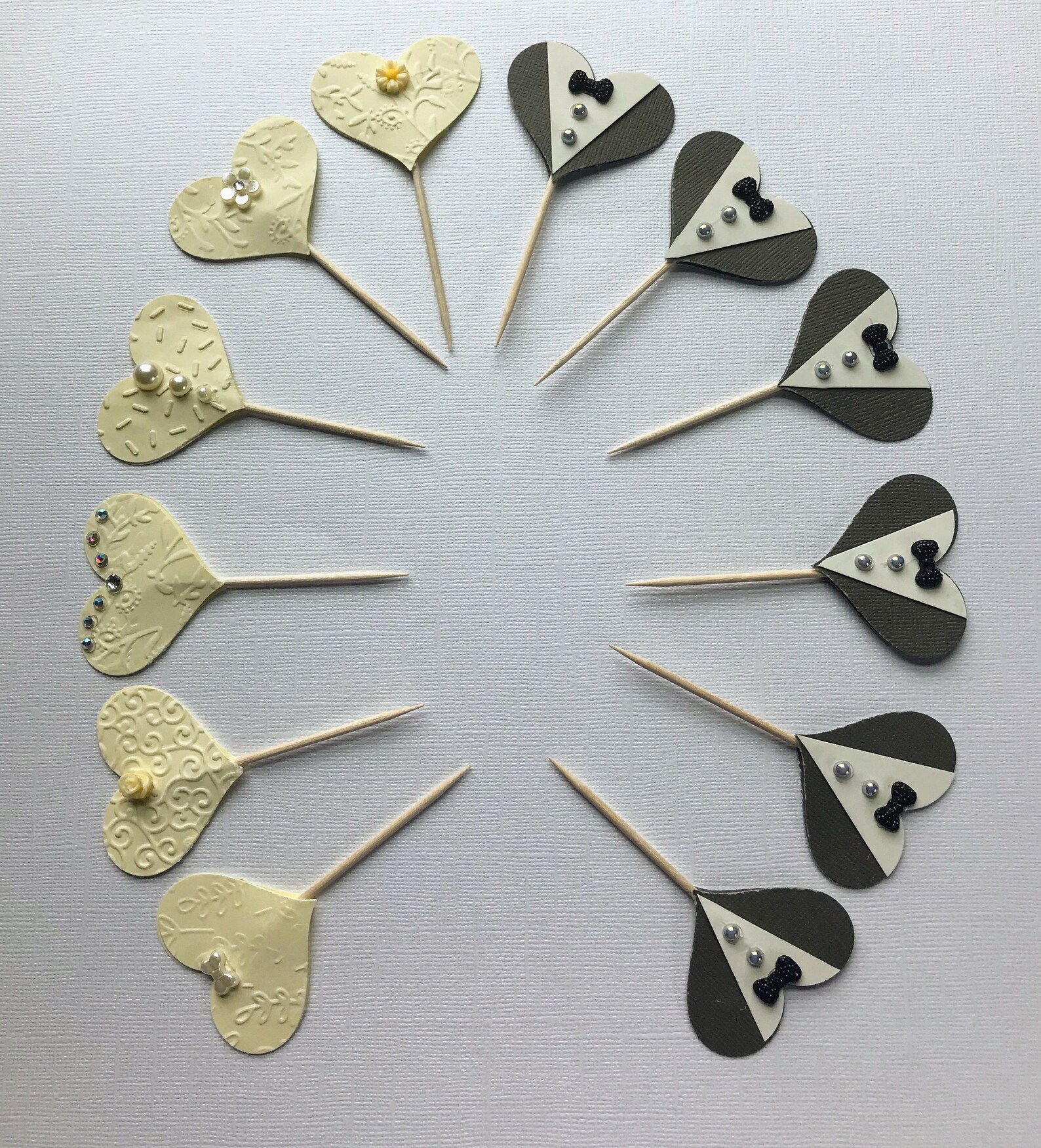 Ivory Bride and groom cupcake toppers wedding cupcake Etsy